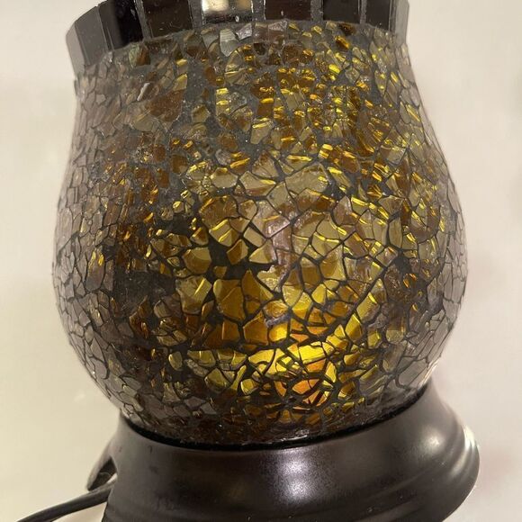 PARTYLITE Melts Warmer Electric Warmer Amaretto Swirl mosaic glass NEW - Picture 7 of 10